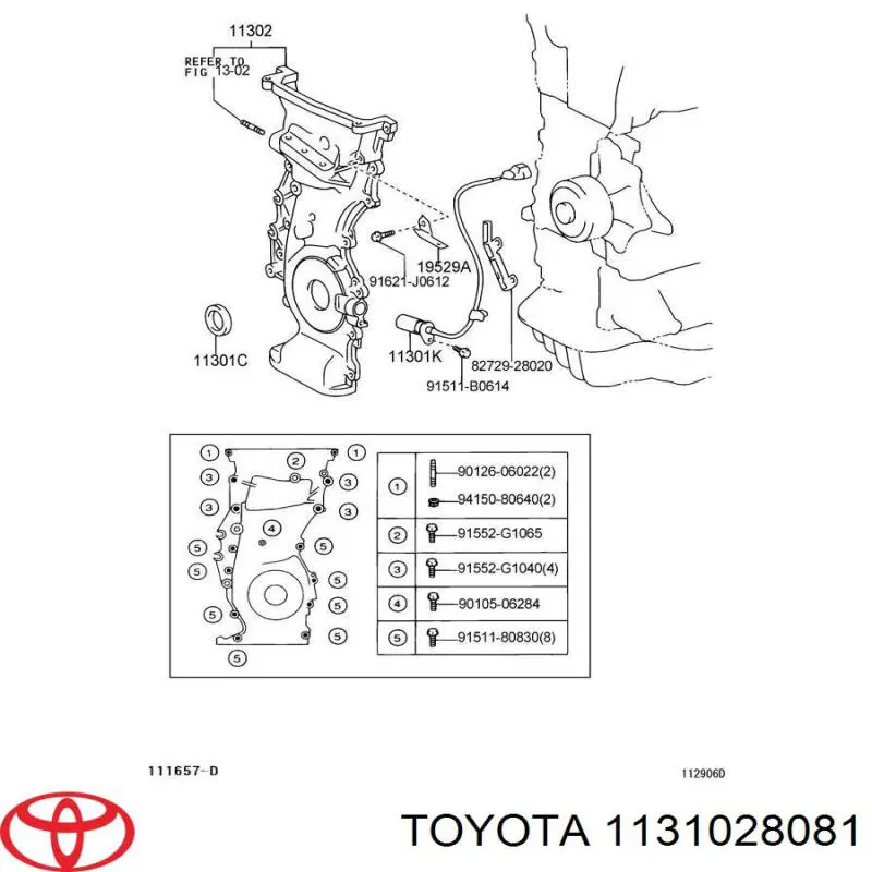 1131028081 Toyota Tampa de motor dianteira
