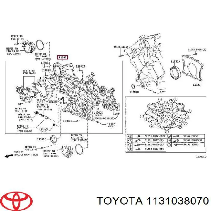 1131038070 Toyota Proteção da correia do mecanismo de distribuição de gás