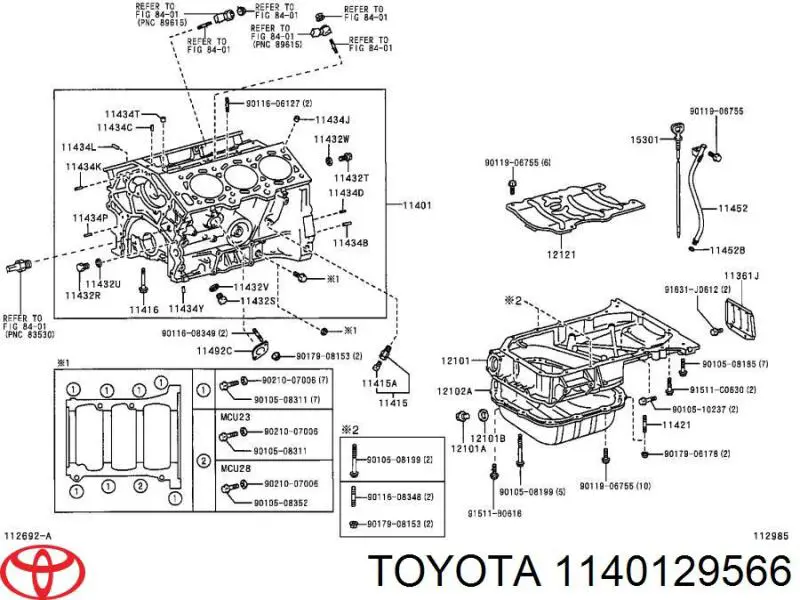 1140129566 Toyota Bloco de cilindros de motor