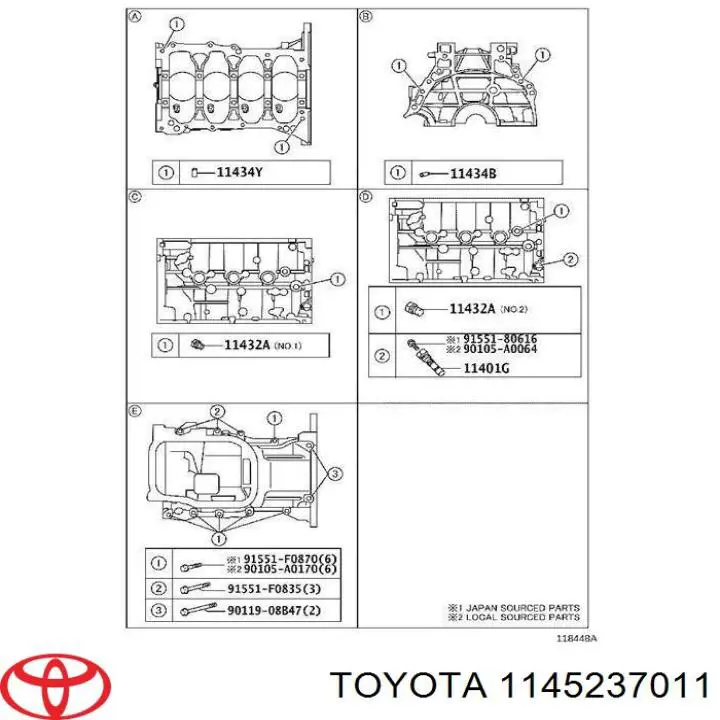 1145237011 Toyota Guia de sonda indicador do nível de óleo no motor