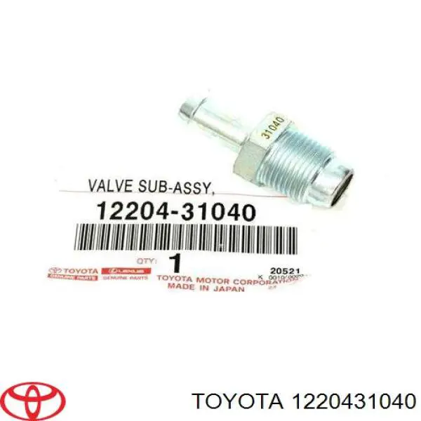 1220431040 Toyota Válvula PCV de ventilação dos gases de cárter