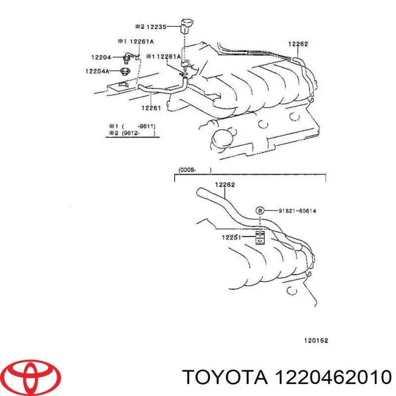 Válvula PCV de ventilação dos gases de cárter Toyota Land Cruiser 90 J9