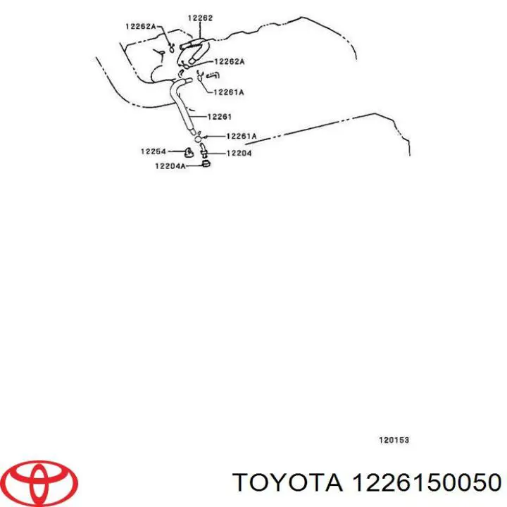 Cano derivado de ventilação de cárter (de separador de óleo) Toyota Land Cruiser 100 J10
