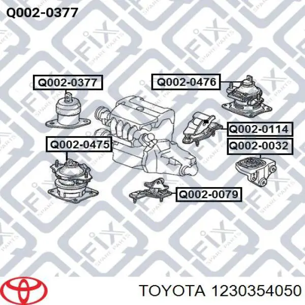 1230354050 Toyota Coxim (suporte) traseiro de motor
