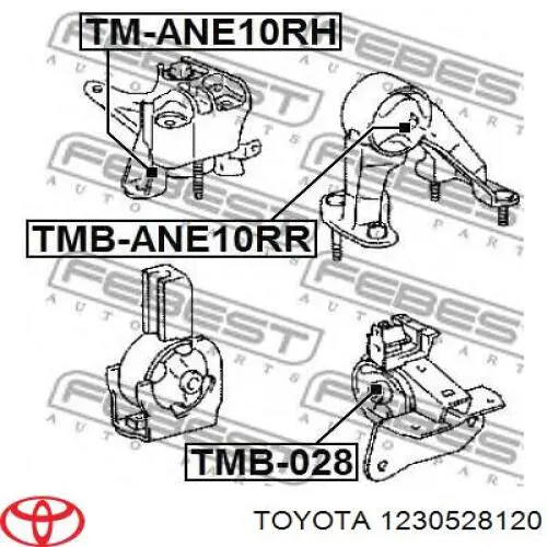 1230528120 Toyota Coxim (suporte) direito de motor