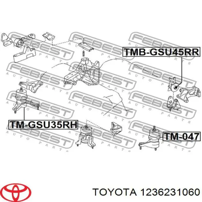 Coxim (suporte) direito de motor Toyota 1236231060 preço, a partir de 85,04 USD