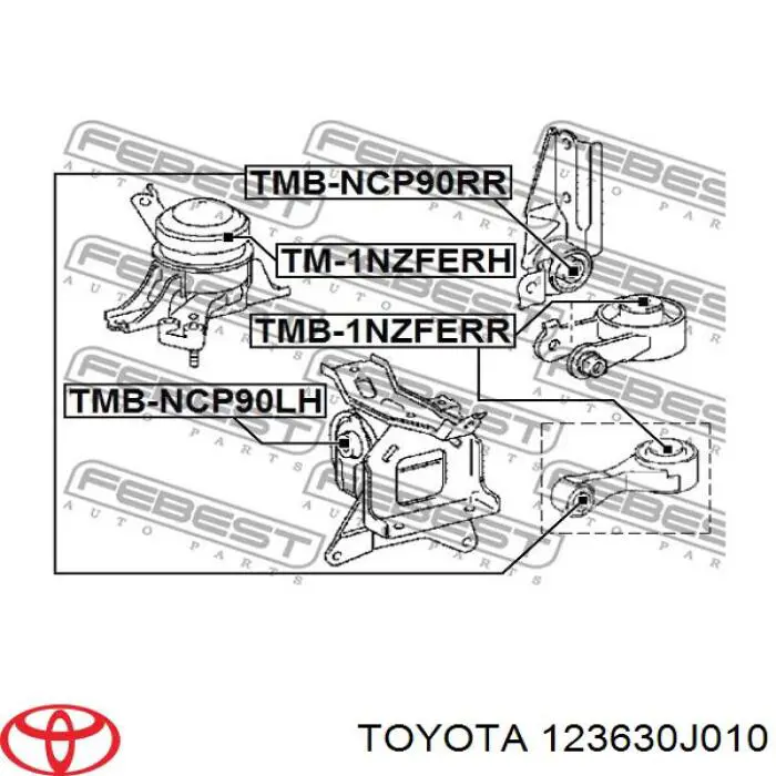 123630J010 Toyota Coxim (suporte) traseiro de motor
