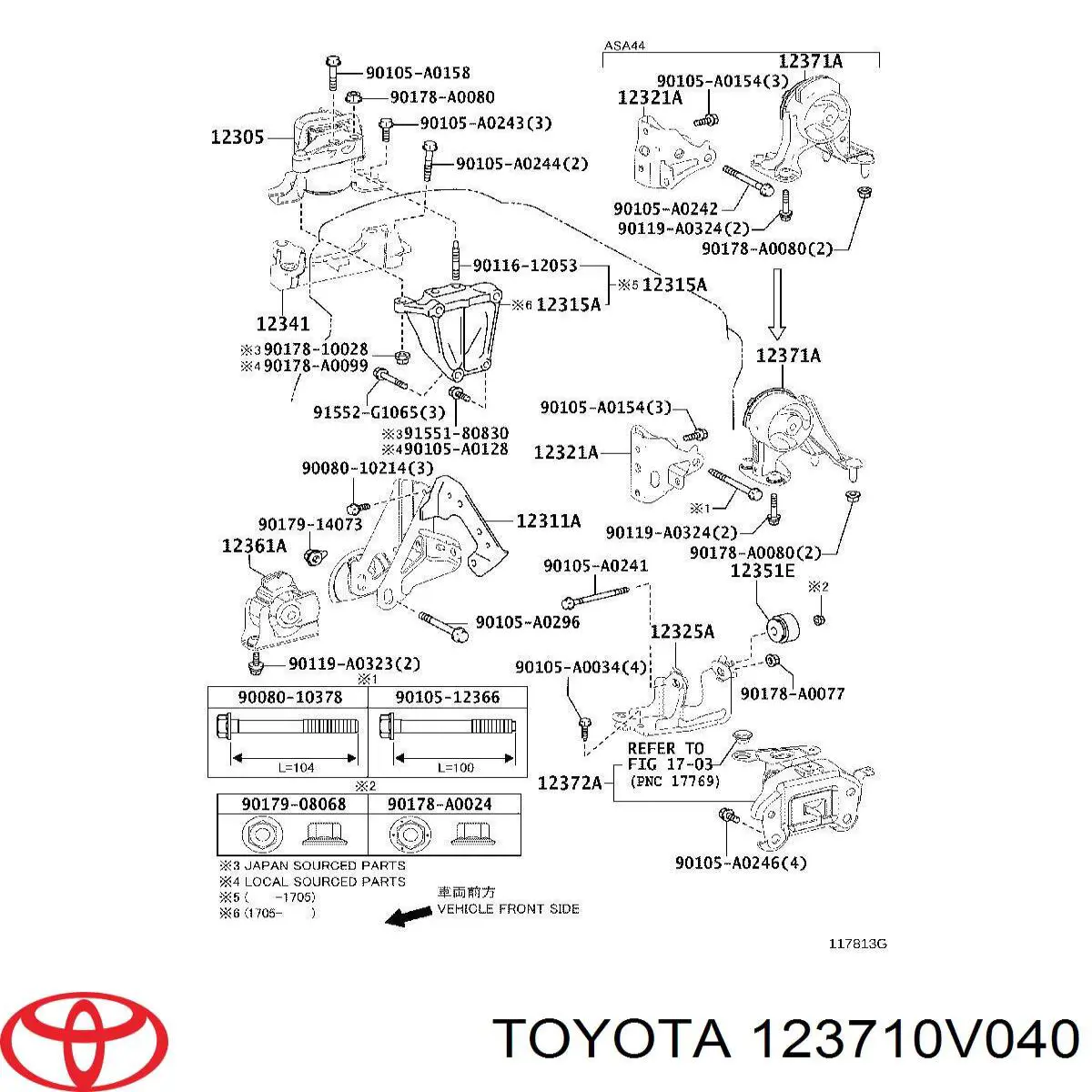 Coxim (suporte) traseiro de motor Toyota 123710V040 preço, a partir de 62,84 USD