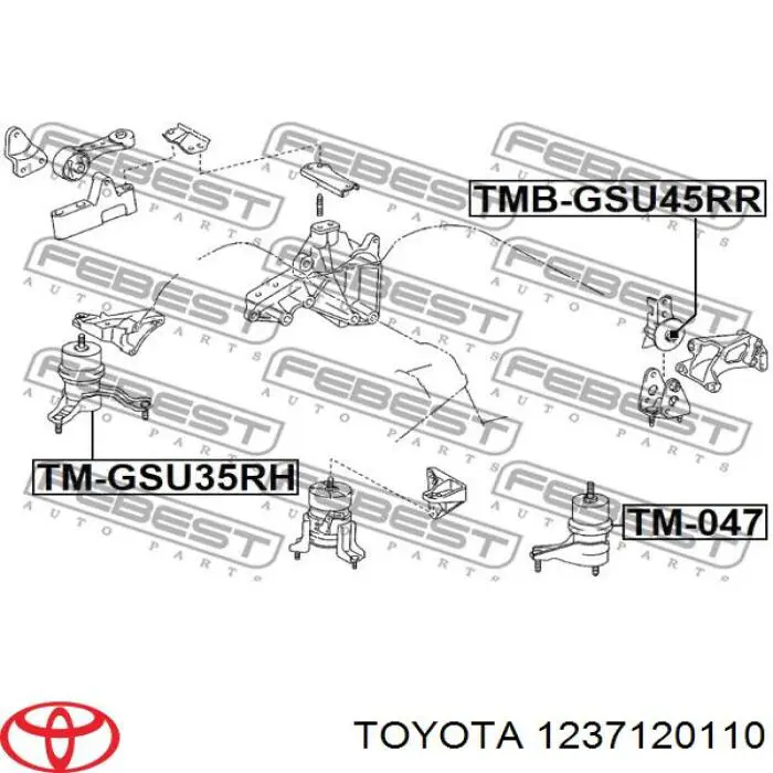 Coxim (suporte) traseiro de motor Toyota 1237120110 preço, a partir de 61,68 USD