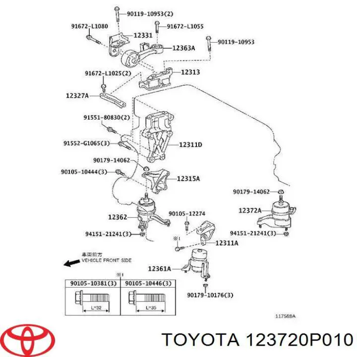 Coxim (suporte) esquerdo de motor Toyota 123720P010 preço, a partir de 182,38 USD