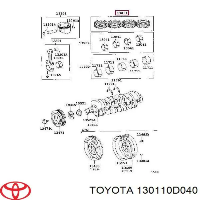 Compre 130110D111 Toyota Kit de anéis de pistão de motor, STD.