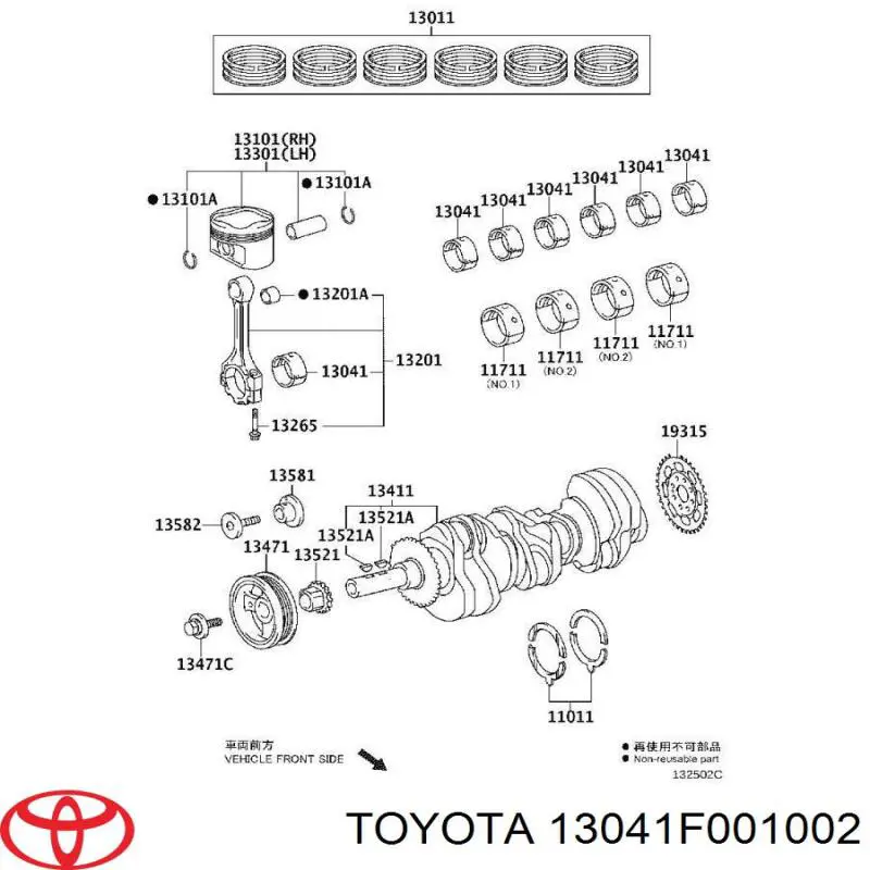 Toyota 13041F001002 preço, a partir de 324,05 USD