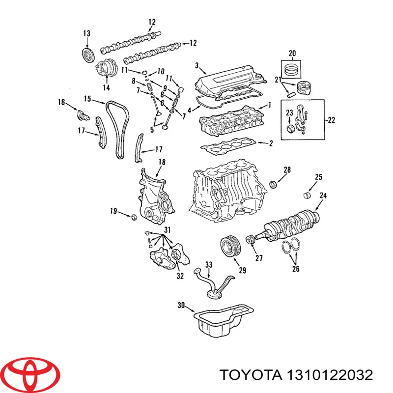 1310122031 Toyota Pistão do kit para 1 cilindro, STD