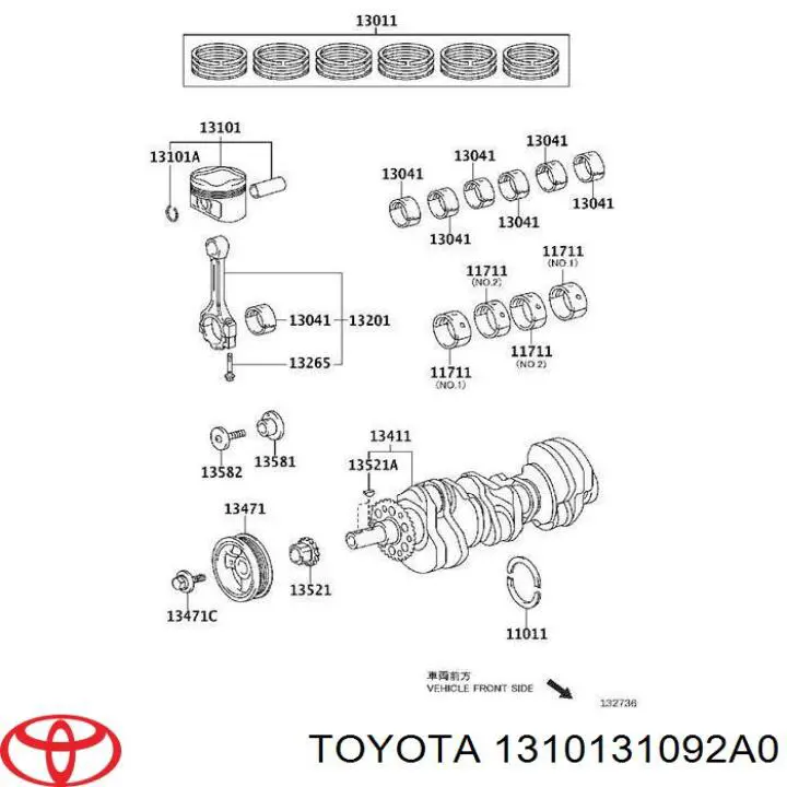 Pistão com passador sem anéis, STD Toyota 1310131092A0 preço, a partir de 79,52 USD