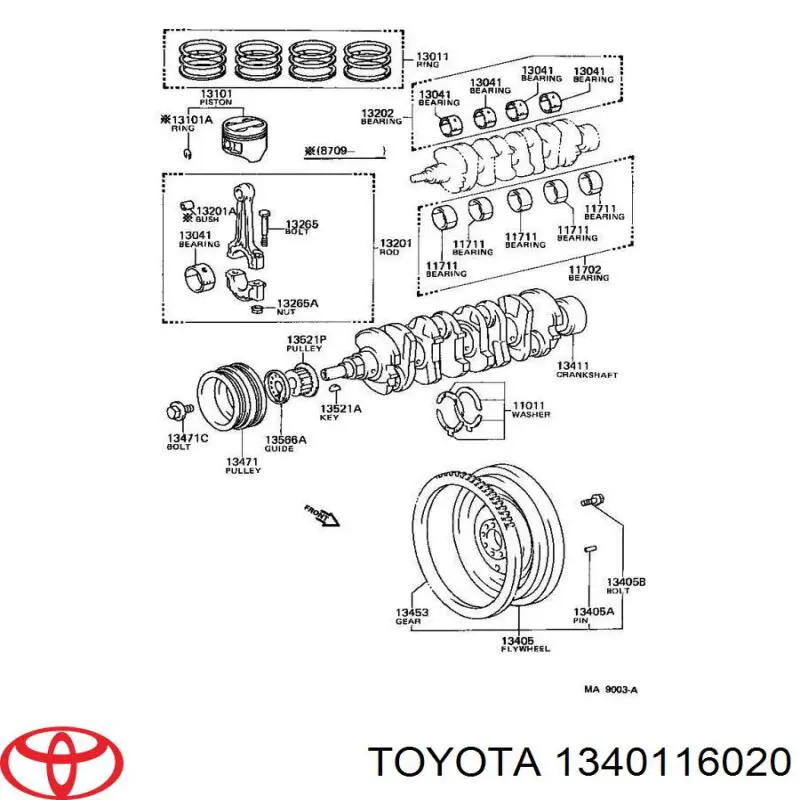 Cambota de motor para Toyota Corolla FX E8B