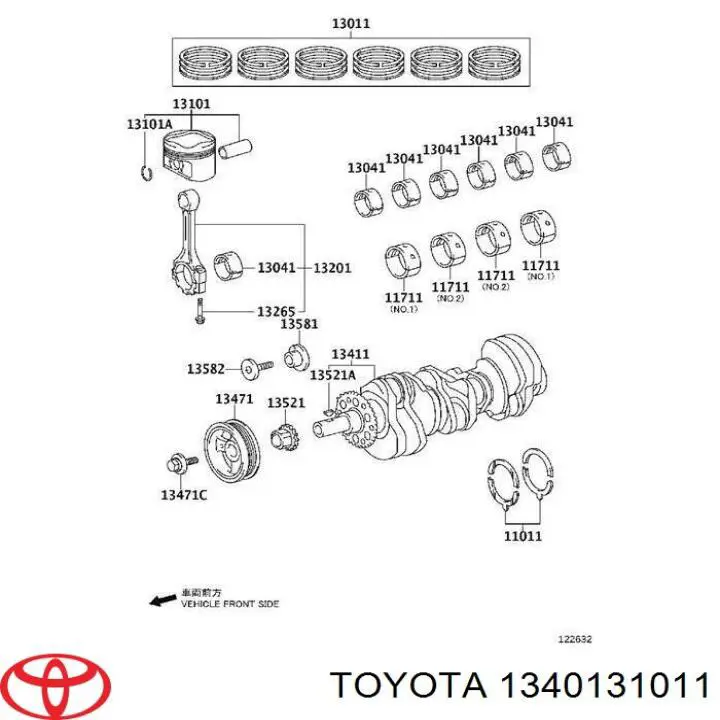 1340131011 Toyota Cambota de motor