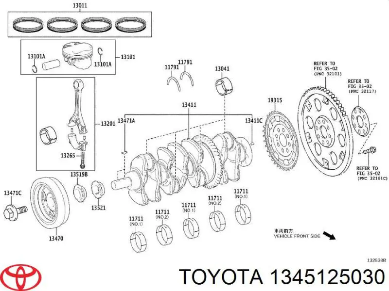 1345125030 Toyota Volante de motor