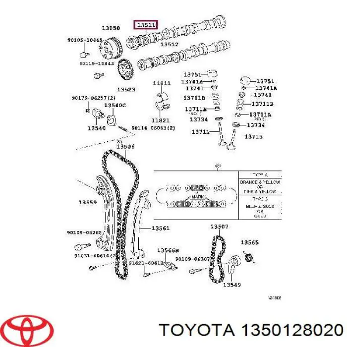 1350128020 Toyota Árvore distribuidora de motor