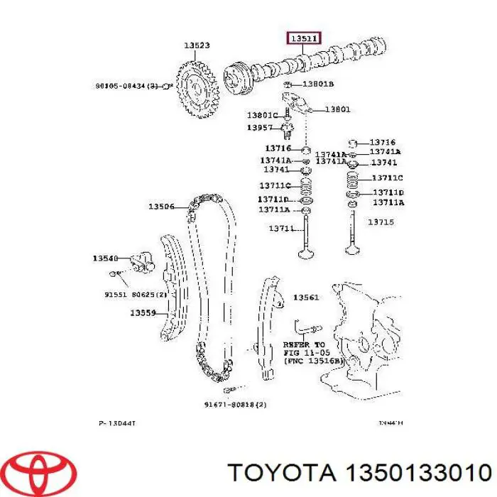 1350133010 Toyota Árvore distribuidora de motor
