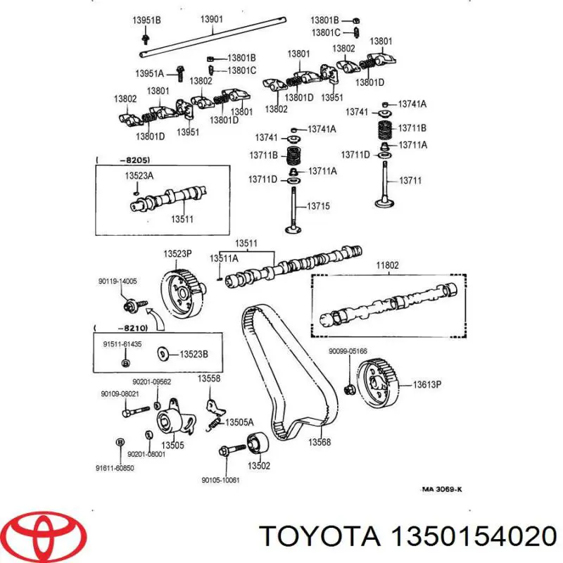 Árvore distribuidora de motor para Toyota Hiace II H5