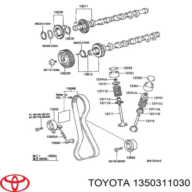 Compre 1350311030 Toyota Rolo parasita da correia do mecanismo de distribuição de gás