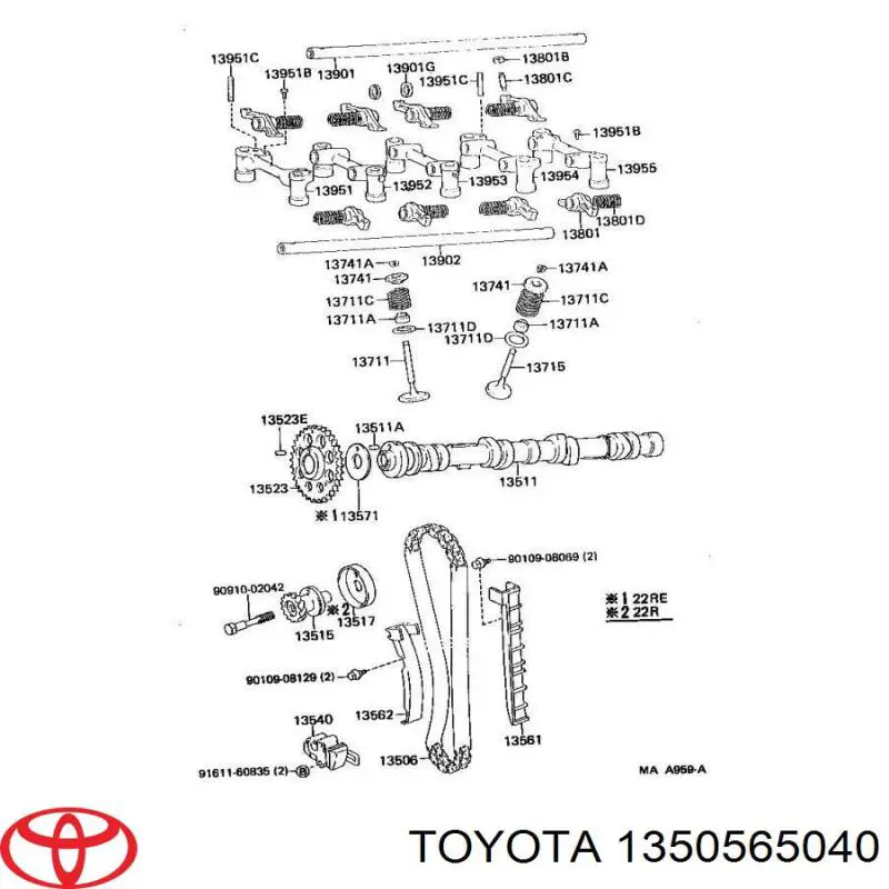 1350565040 Toyota Rolo de reguladora de tensão da correia do mecanismo de distribuição de gás