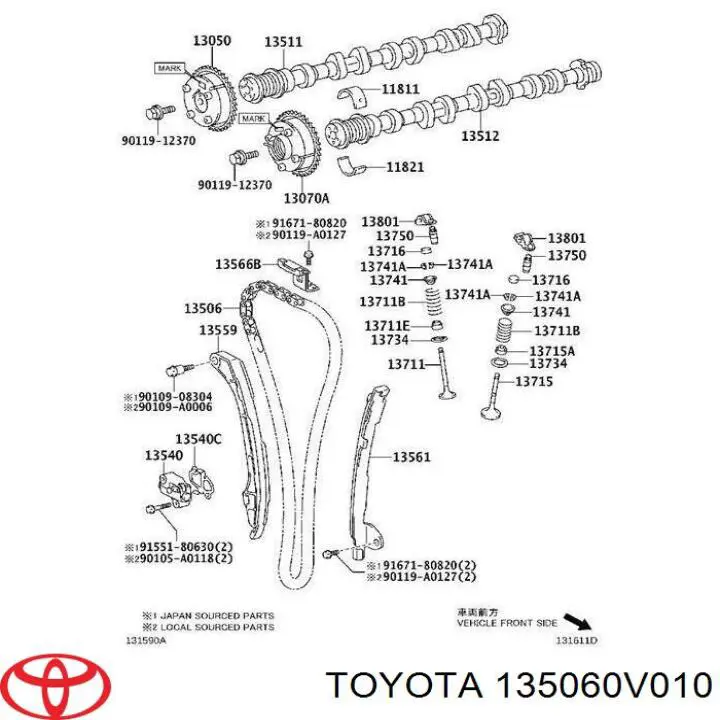 135060V010 Toyota Cadeia do mecanismo de distribuição de gás