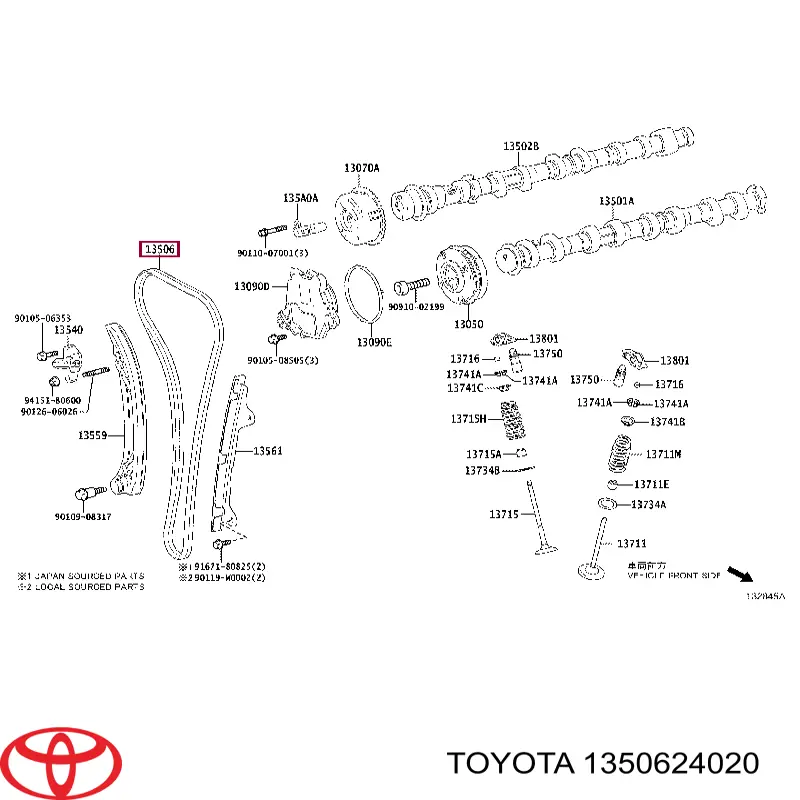 Cadeia do mecanismo de distribuição de gás Toyota 1350624020 preço, a partir de 139,28 USD
