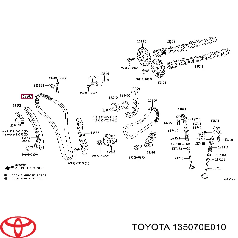 Cadeia do mecanismo de distribuição de gás Toyota 135070E010 preço, a partir de 74,95 USD