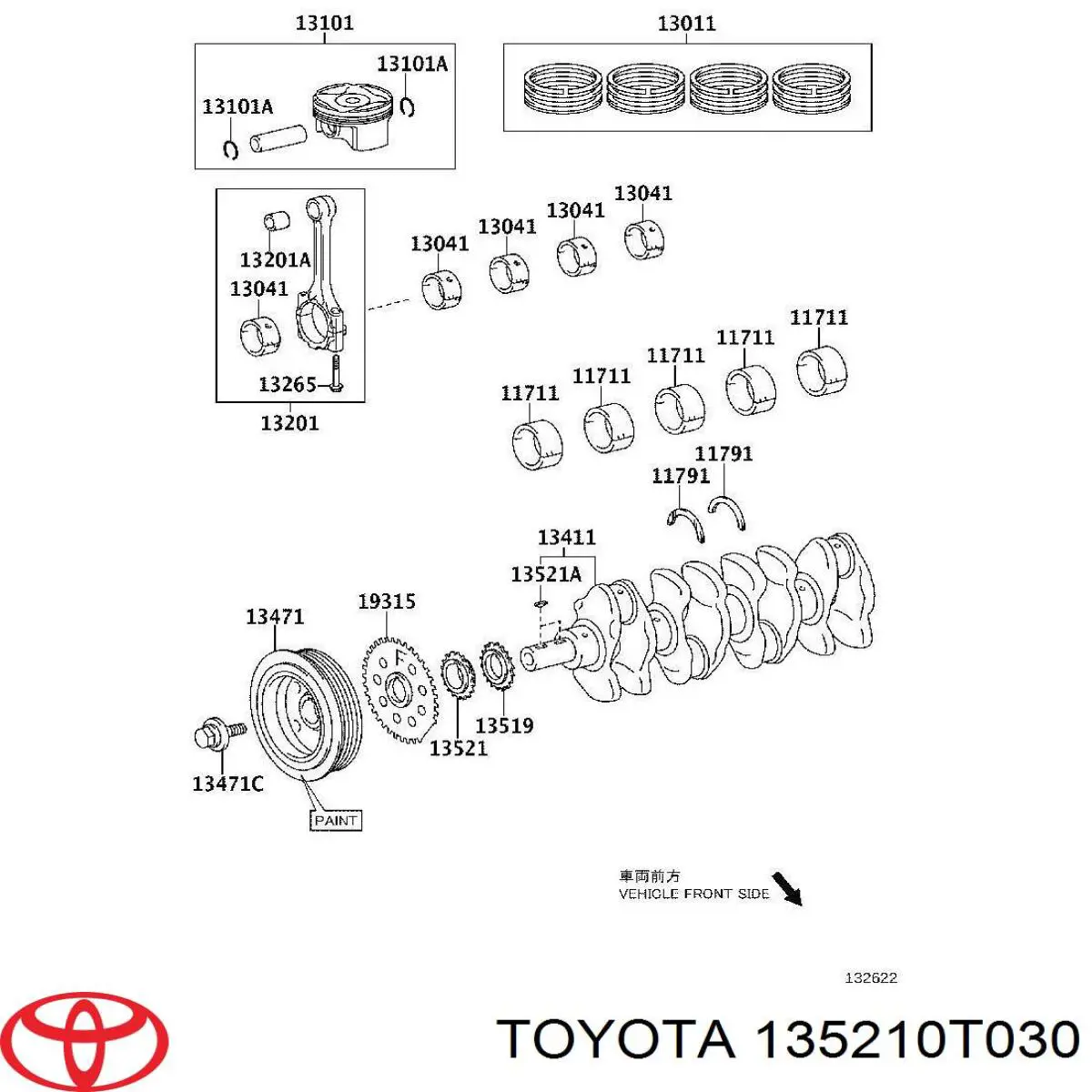 Engrenagem de cadeia da roda dentada de acionamento de cambota de motor Toyota 135210T030 preço, a partir de 16,75 USD