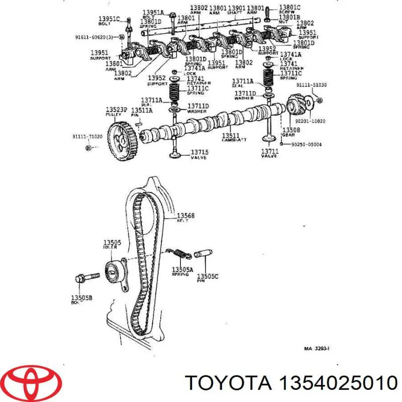 Reguladora de tensão da correia do mecanismo de distribuição de gás Toyota Hiace II H5