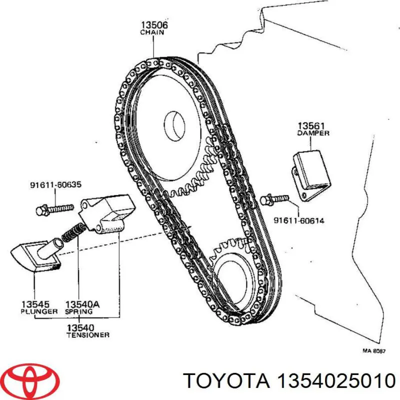 Reguladora de tensão da correia do mecanismo de distribuição de gás para Toyota Hiace II H5