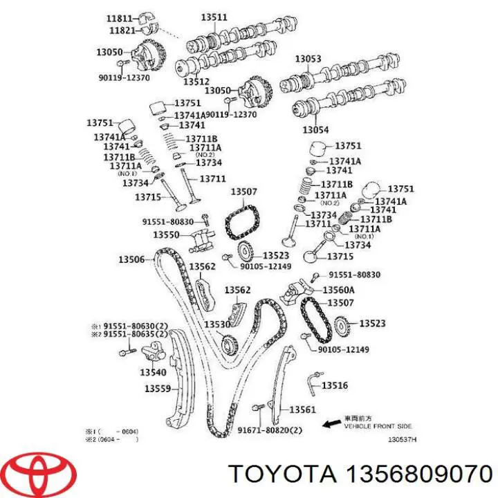 Correia do mecanismo de distribuição de gás Toyota 1356809070 preço, a partir de 53,49 USD