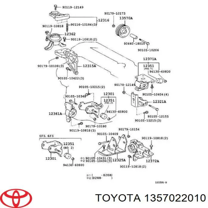 1357022010 Toyota Rolo parasita da correia de transmissão