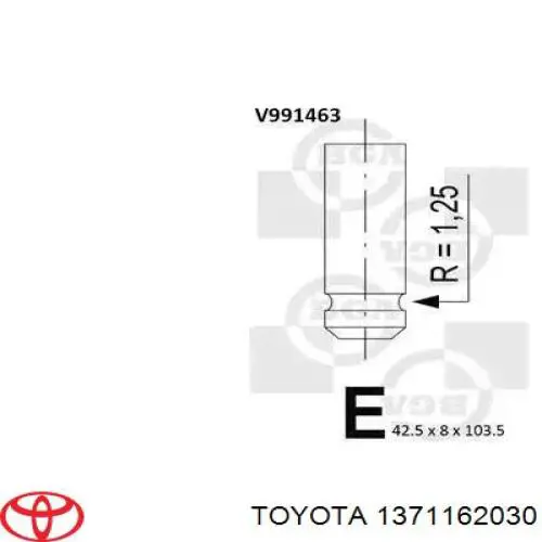 1371162030 Toyota Válvula de admissão