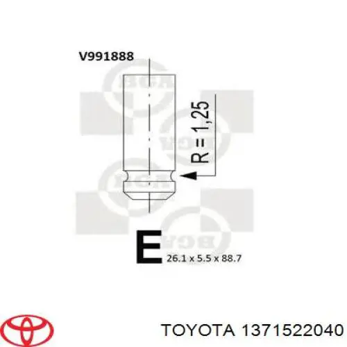 1371522040 Toyota Válvula de escape