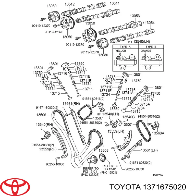 Compre 1371675020 Toyota Bucim de válvula (coletor de óleo), admissão/escape