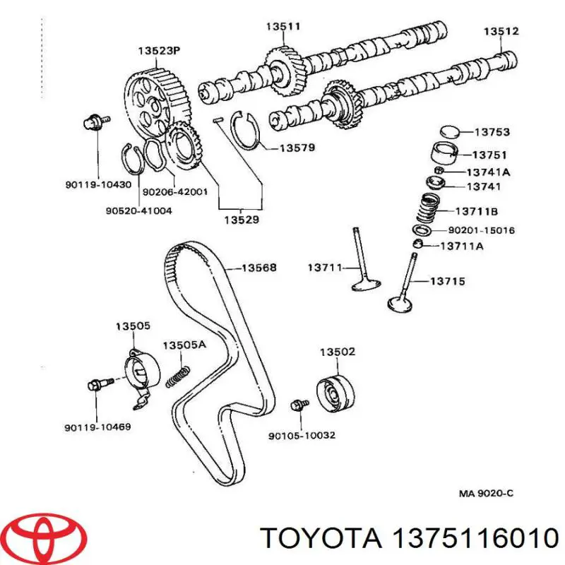 Compre 1375116010 Toyota Compensador hidrâulico (empurrador hidrâulico), empurrador de válvulas