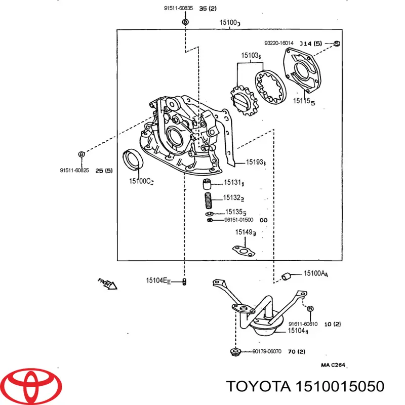 Bomba de óleo Toyota 1510015050 preço, a partir de 190,93 USD