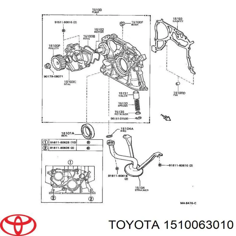 Bomba de óleo Toyota 1510063010 preço, a partir de 105,59 USD