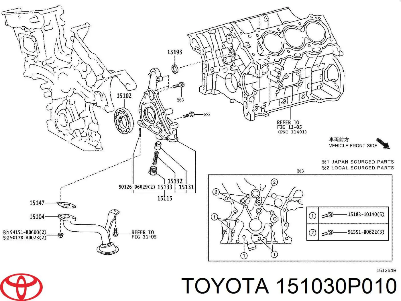 151030P010 Toyota Kit de reparação da bomba de óleo
