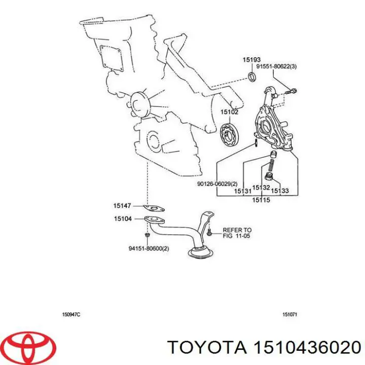 Receptor de óleo (coletor de óleo) Toyota 1510436020 preço, a partir de 19,32 USD