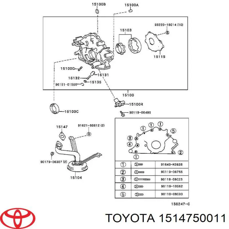 1514750011 Toyota Vedante anular de filtro da Caixa Automática de Mudança