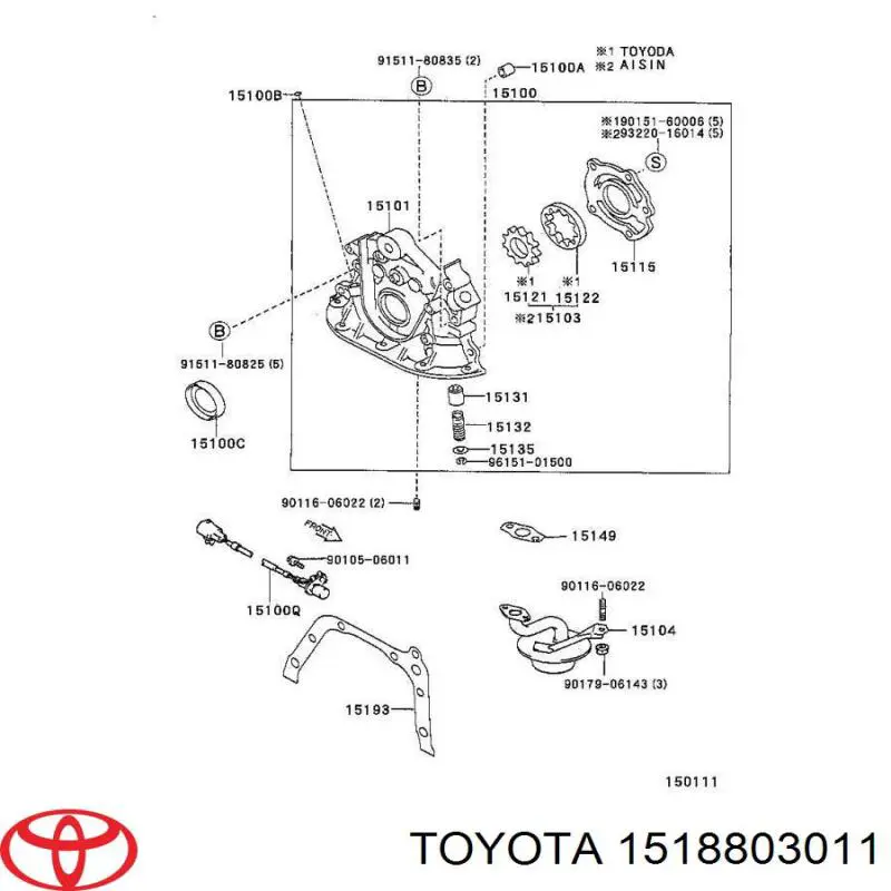 Vedante de bomba de óleo Toyota 1518803011 preço, a partir de 8,65 USD