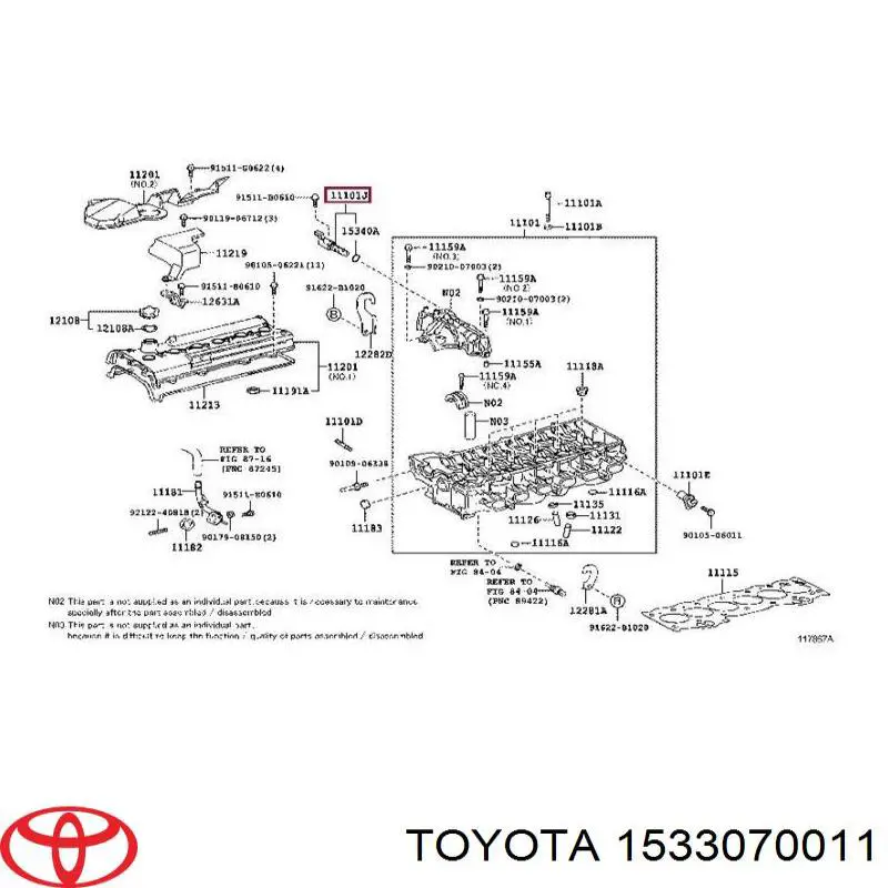 1533070011 Toyota Válvula eletromagnética de posição (de fases) da árvore distribuidora