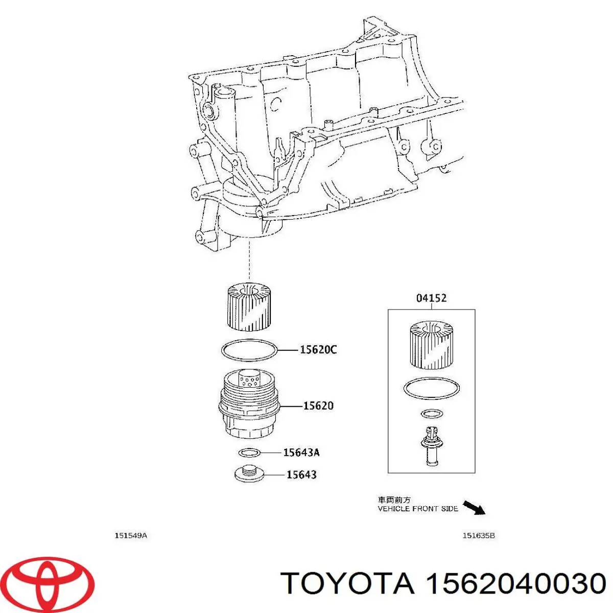 Caixa do filtro de óleo Toyota 1562040030 preço, a partir de 25,23 USD