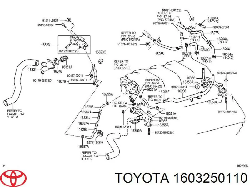 Caixa do termostato Toyota Land Cruiser 100 J10