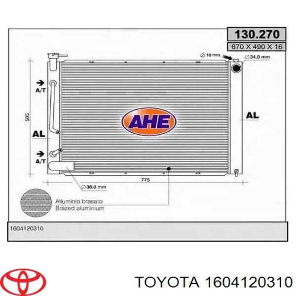 Radiador de esfriamento de motor Toyota 1604120310 preço, a partir de 172,61 USD