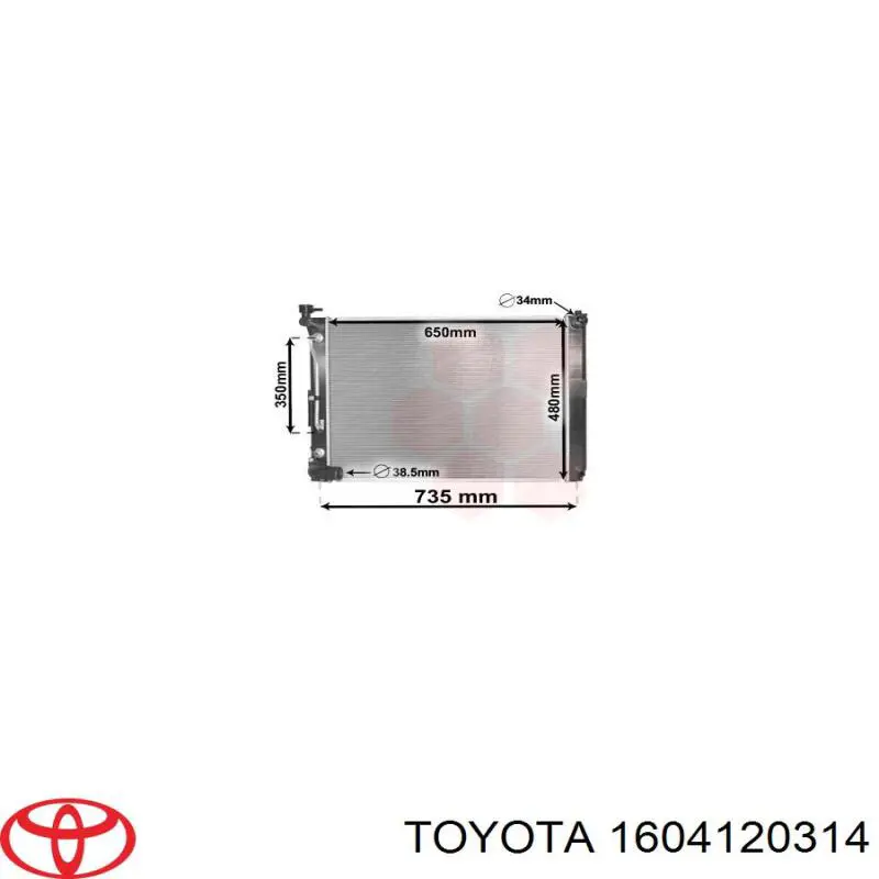 Radiador de esfriamento de motor 1604120314 Toyota