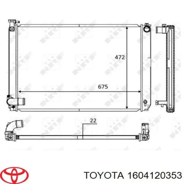 1604120353 Toyota Radiador de esfriamento de motor